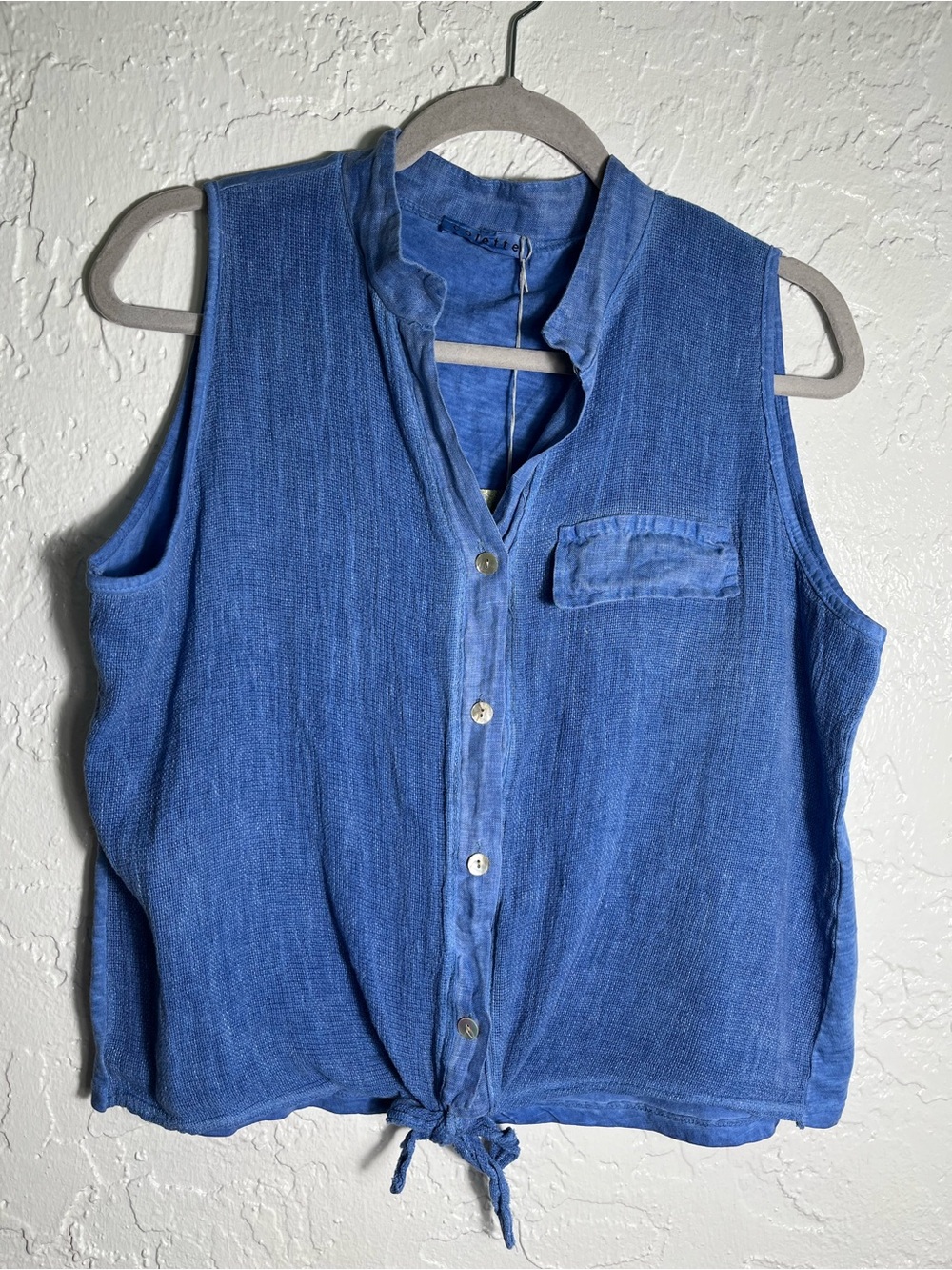 Colette‎ Made in Italy Linen Cotton Tie Front Sleeveless Blouse